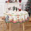 Christmas Snowman Elk Santa Claus Round Tablecloth Navidad Natal Noel Ornament Merry Christmas Decor For Home 2025 New Year 2025
