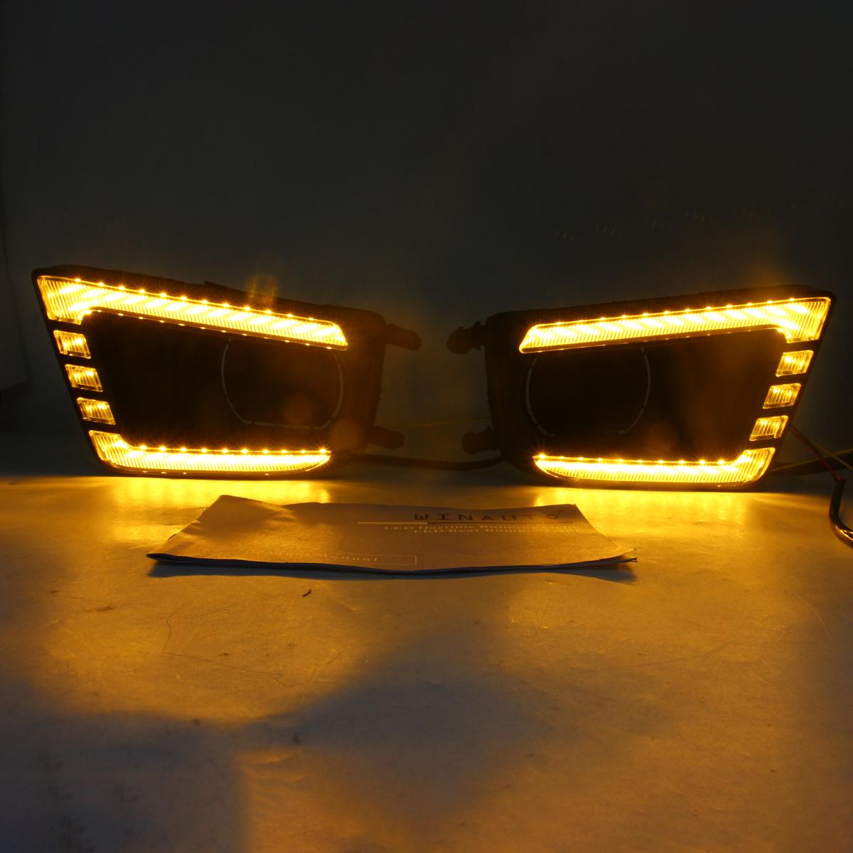 

For Toyota Tacoma 2012-2015 1 Pair Car DRL Light Bright White+Yellow LED Turn Signal Fog Lamp Type A