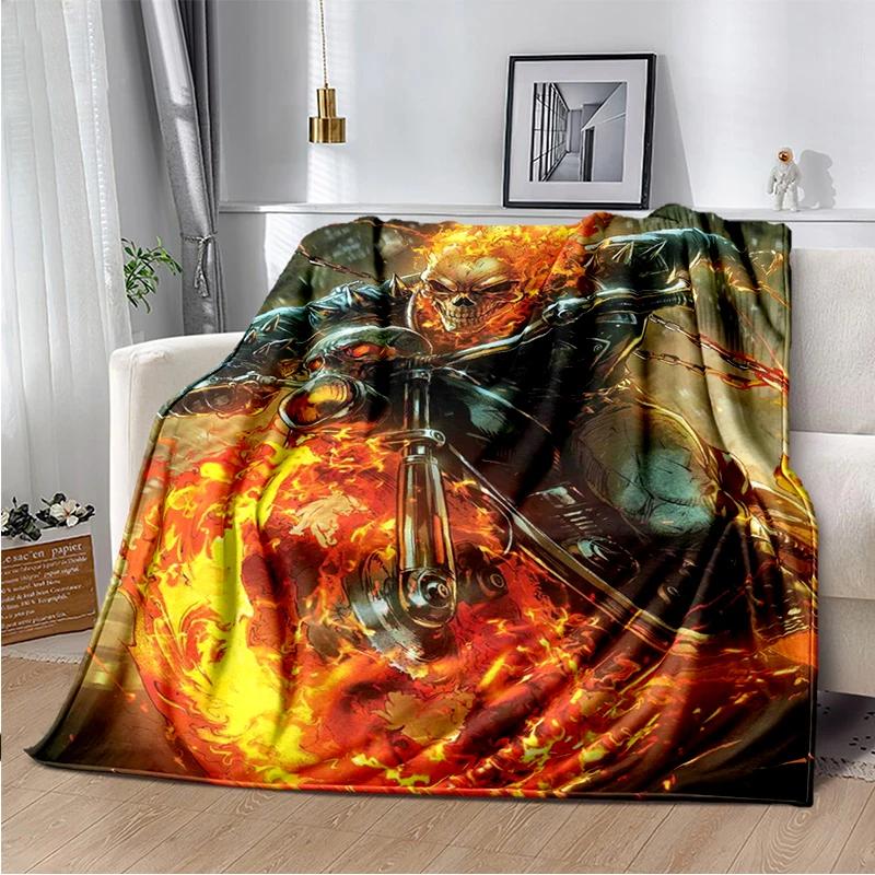 2026 New Marvel Horror Ghost Rider Cartoon Gift Soft Blanket,Soft Throw Blanket for Home Bedroom Bed Sofa Picnic Child Cover Kid