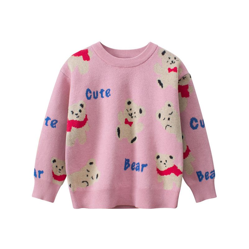 27home Small Children s Clothing Spring and Autumn Clothes Kids Sweater Girl s Knitted Shirt Baby Girl Pullover Pure Cotton Cotton Knitwear Hm3203 Pink 140 cm