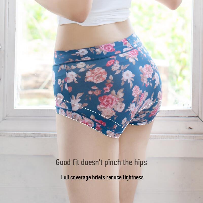 Women's Ice Silk Breathable Floral Print Briefs