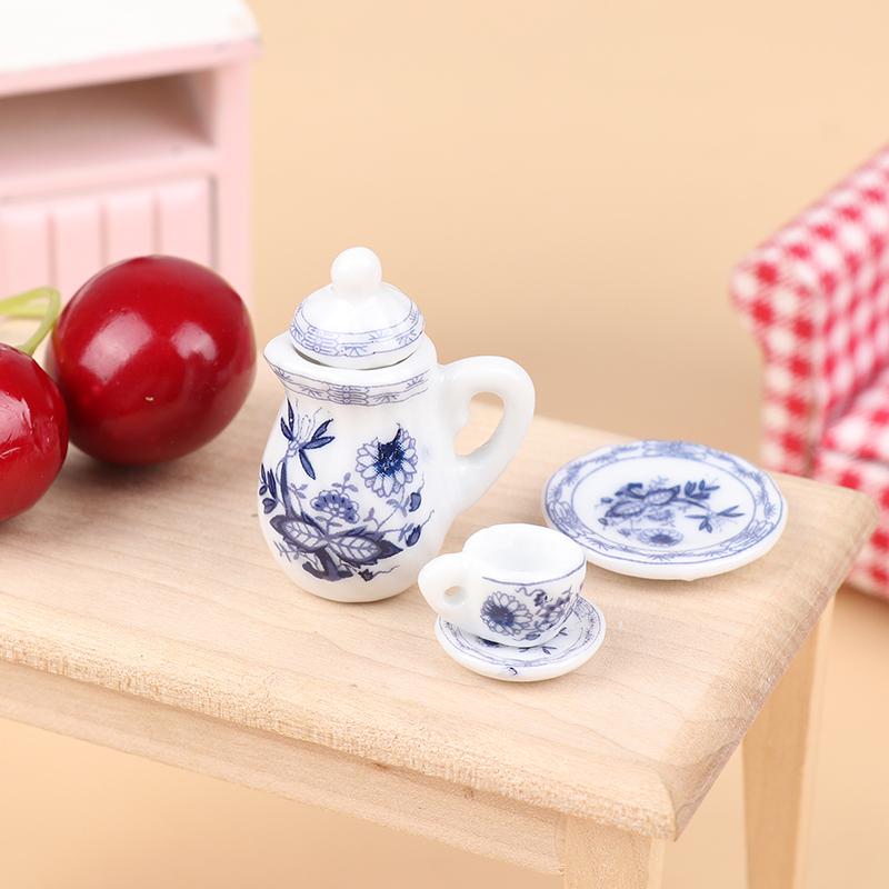 1 Sada 1:12 miniaturních porcelánových keramických čajových šálků domeček pro panenky Nádobí Kuchyňka domeček pro panenky Čajová konvice kutily