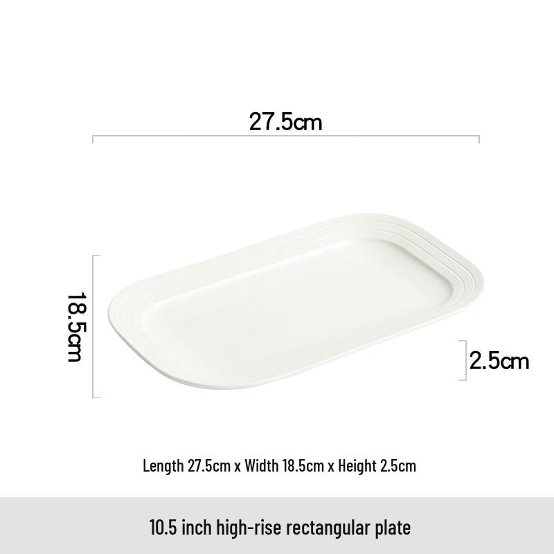 White Rectangular Ceramic Dinner Plate
