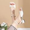 Fashion Ladies Shoes 2025 Ankle-wrap Women's Sandals Elegant Dress Sandals Women Square Toe Bow Tie Buckle Strap Med Heel Shoes Female