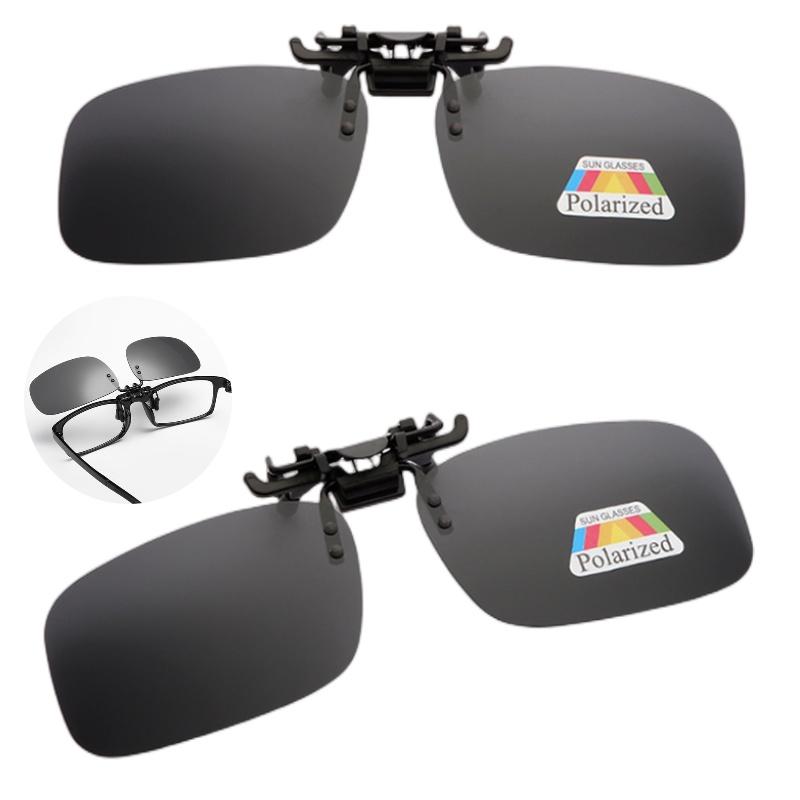 On Clip Polarised Sunglasses Flip Up Square Lens Sun Protection Fishing Cycling