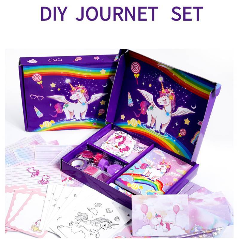 Unicorn Diary Set For Girls With Stickers And Craft Supplies For Creative Journaling