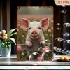 Metal Wall Art Pig Poster, Rustic Farmhouse Kitchen Decor 8x12 Inch