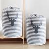 Cylindrical Large Clothes Pillow Blanket Quilt Storage Bags Reusable Drawstring Packing Bag Home OrganizerDeer Head
