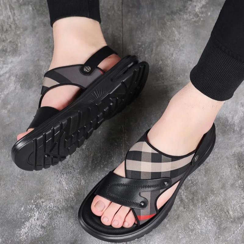 Fashion Hot Sell Brand Men's Sandals Fashion Casual Leather Sandals 2024 Summer New Beach Sandals for Men Slippers Big Size47 Sandalias
