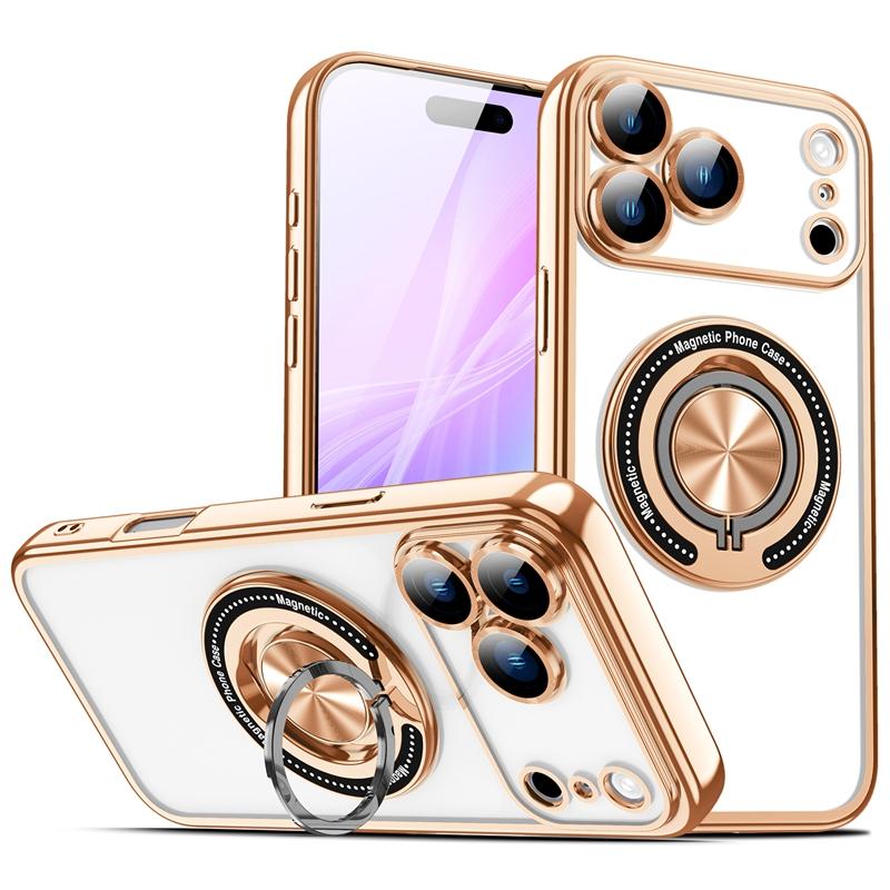 

360 Rotate Ring Holder Stand Magnetic Case for iPhone 17 AIR 16E 15 14 16 Plus 11 12 13 17 pro max Camera Glass Protector Cover For iPhone 17AIR