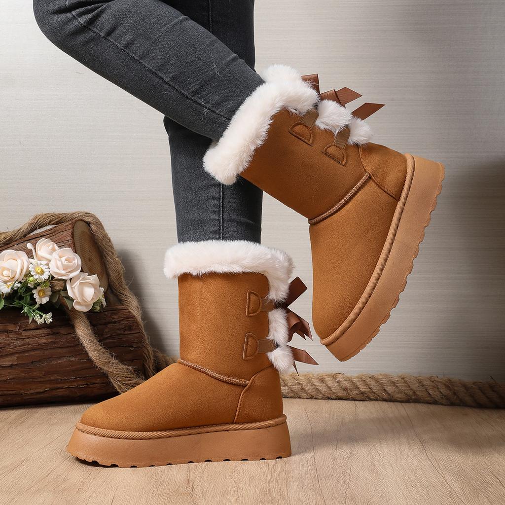 Mode Vinter Höst Dam Ankelstövlar Bekväma Tjocka Halkfria Bomullsskor Trendiga Varma Mellanvads Snöstövlar Zapatos De Mujer