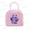 Colour Heart Cat Dog Paw Print Portable Lunch Bag Women Men Kids Food Thermal Box Multi-function Office Bento Insulated Handbag