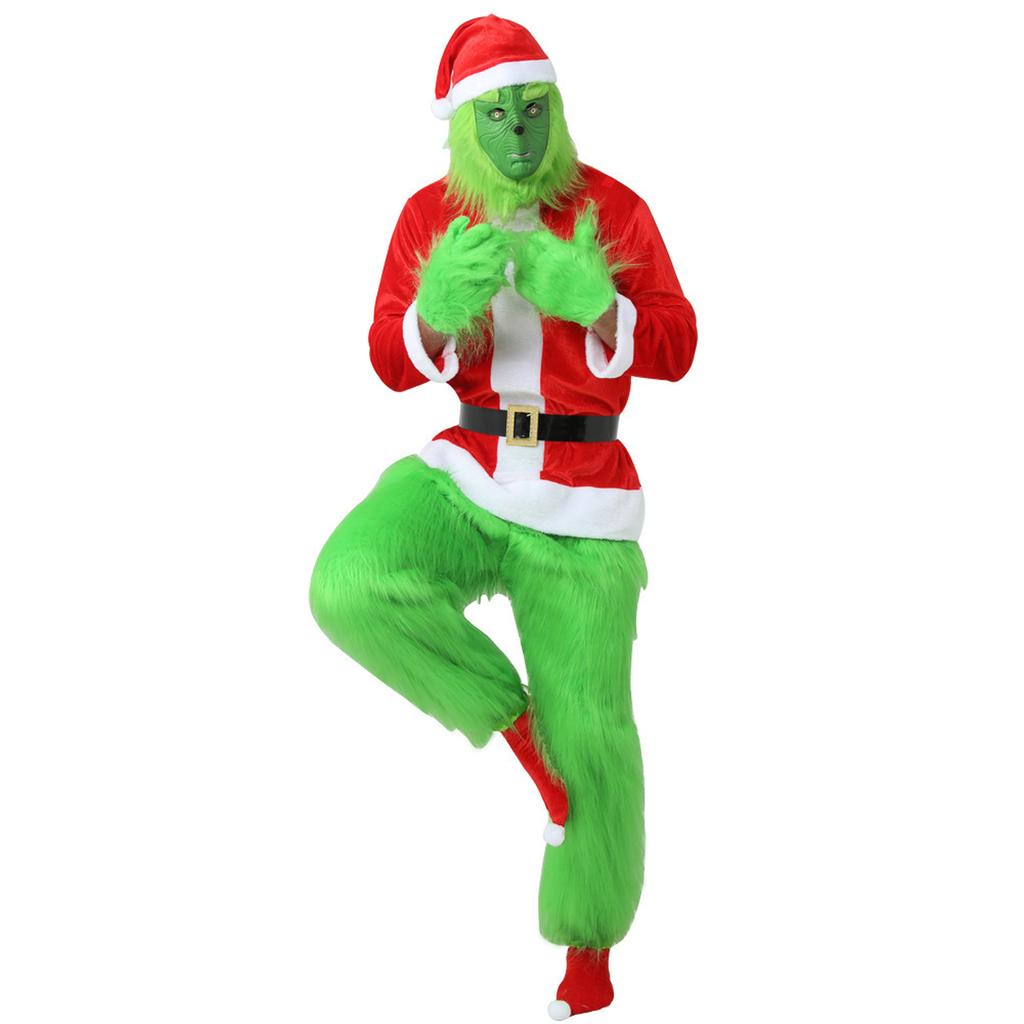 Christmas Green Costumes-Adult Furry Christmas Cosplay Costume Santa Outfit Sets