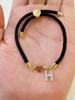 Classic A-Z Initial Heart Bracelet with Zircon on Adjustable Black Cord