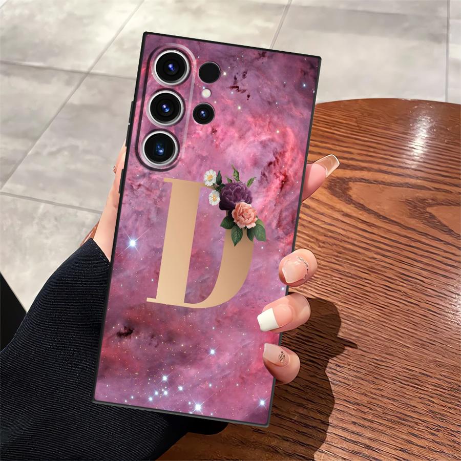 Flower Name Letter C D Case for Samsung Galaxy S26 Ultra S10 S9 Note 20 8 9 10 S25 Plus S23 S24 S21 FE S20 Ultra Funda Phone