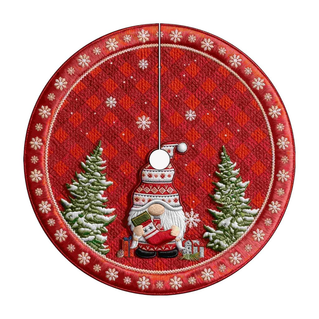 Christmas Tree Skirt with 2D Embroidery and Digital Print for Festive Holiday Decoration
