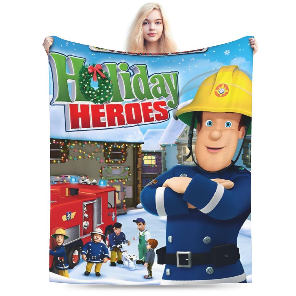 Warm BlanketKids Airplane Travel Firemans Sam Throw Blanket Flannel Bedspread For Home Decor Fluffy Sofa Bed Cover