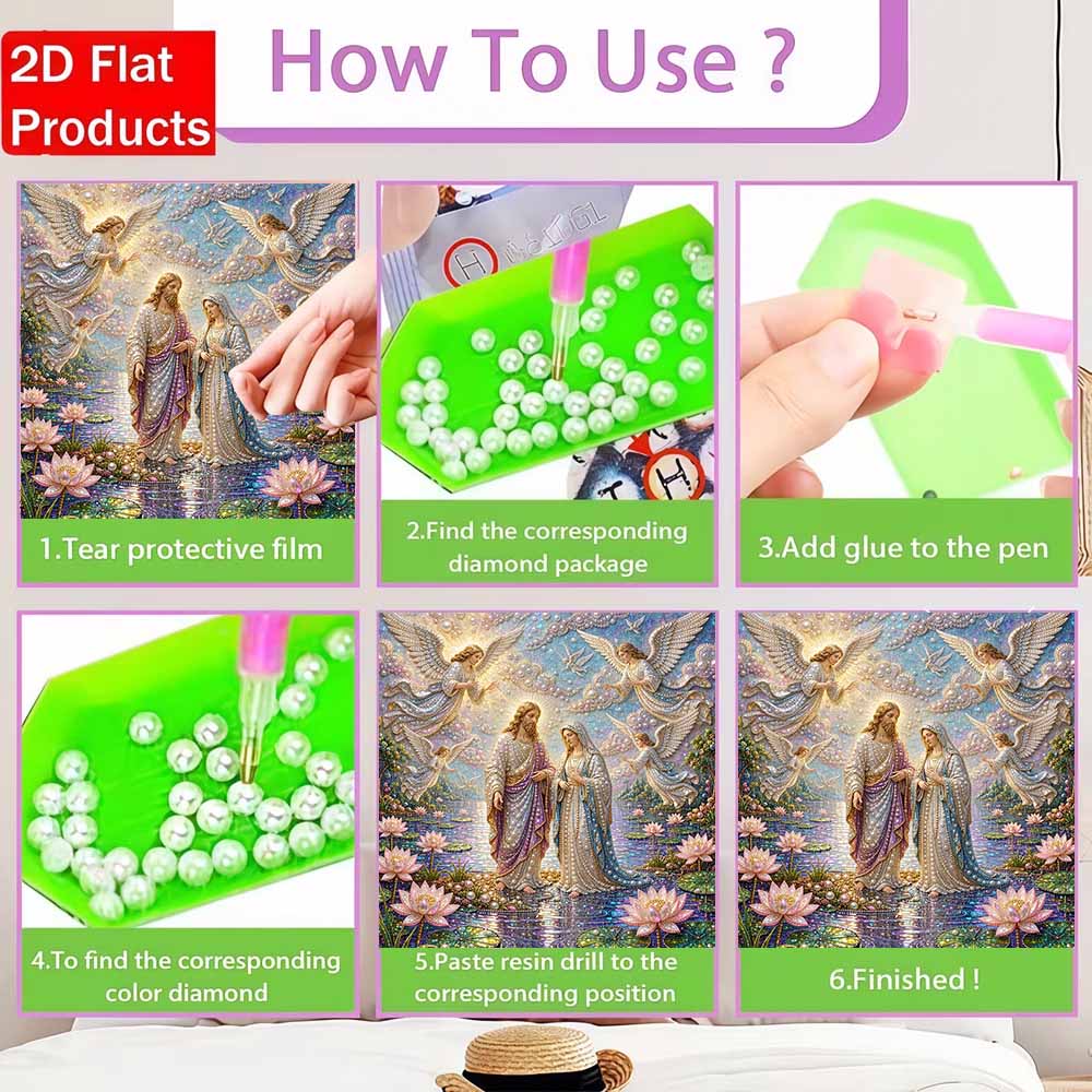 Pearl Painting Jesus And Mary With Angels 5D DIY Decorative Painting. Cute Birthday Gift. Handmade Art Painting