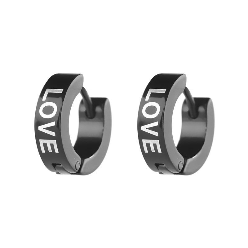 48 PCs European and American Stainless Steel Black Cross Stud Earrings