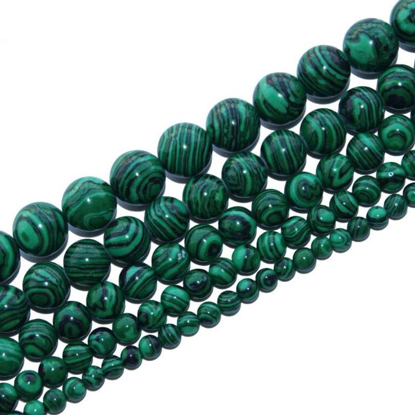 Synthetic Malachite Gemstone Round Spacer Loose Stone Beads Charm 4/6/8/10/12mm