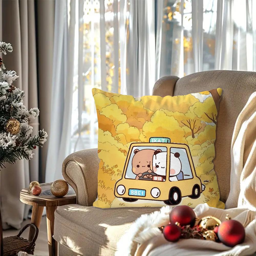 Cartoon One And Two Cloth Animation Pillow Case Square Pillow Bedroom Sofa Leisure Comfort Car Living Room Home Decoration 40X40
