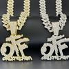 Collier pendentif OTF en diamant avec chaîne cubaine de 14 mm - Bijoux hip-hop tendance pour hommes