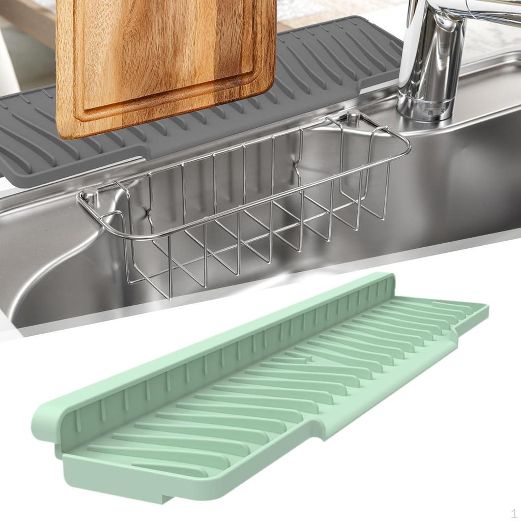 Dish Drying Mat Silicone Pad Kitchen Sink Faucet Sponge Holder Guard Flexible Anti
