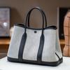 New panda color garden bag high-end leather canvas contrasting color women's bag commuter casual handbag women