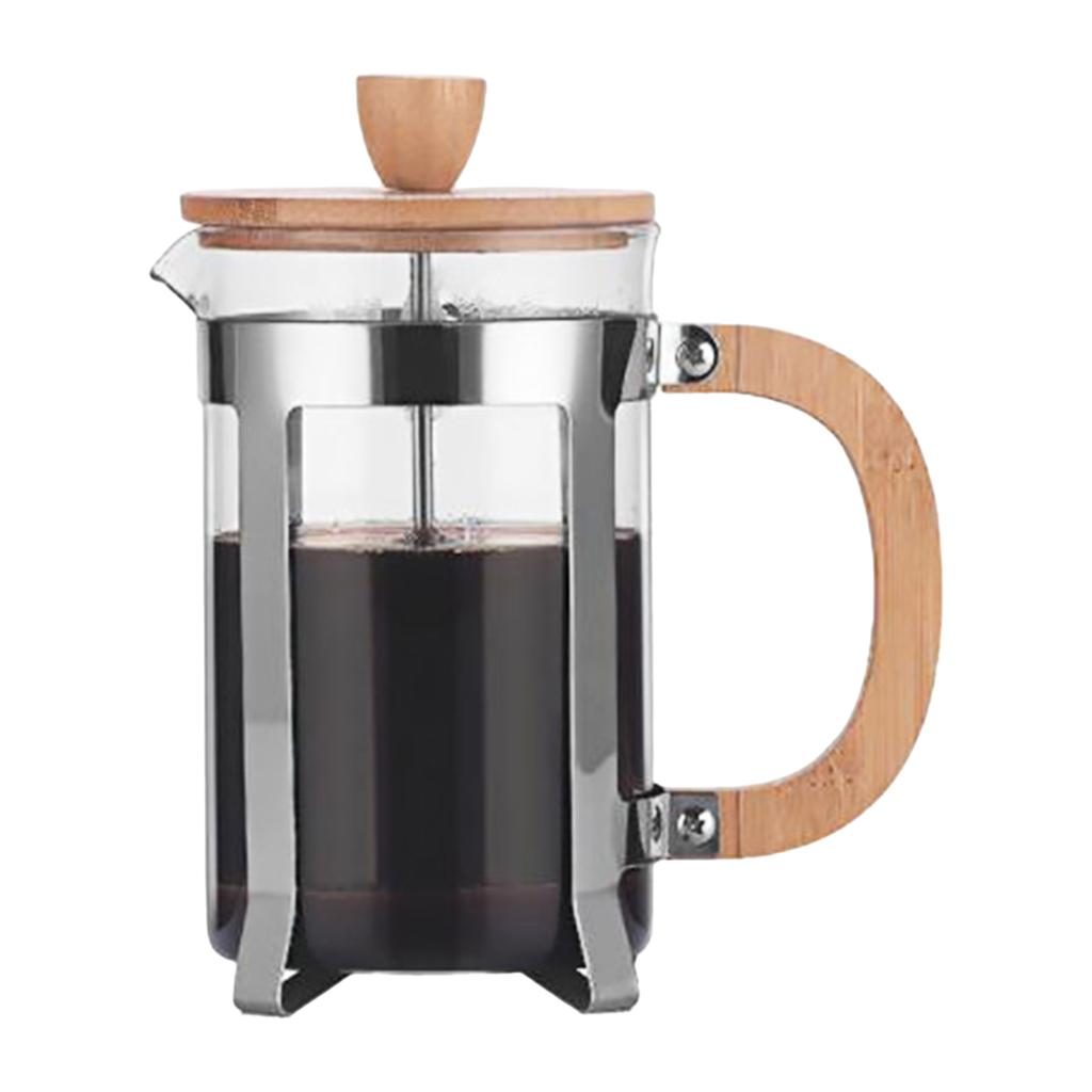 20oz French Press Coffee Maker with Wooden Handle High-Density Filter Heat Resistant Borosilicate