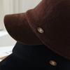 New autumn and winter woolen metal small standard cap women's retro splicing newsboy hat British style face small thermal hat