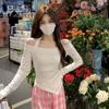 One-word Shoulder Neck Long-sleeved T-shirt Women's Early Autumn New Spice Girl with Short Bottoming Shirt Student Top