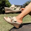 Fashion Sandal For Womens Floral Decorated Wedge Shoes Comfortable Cork Sole Stylish Shoe For Women'S Sandals 2026 Sandalias