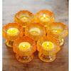 Colorful Lotus Ghee Lamp: Crystal Glass, Pure Copper Candle Holder for Buddhist Offerings