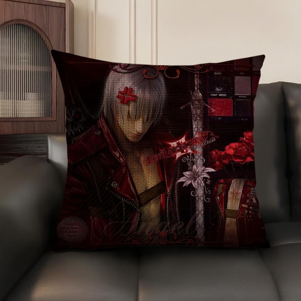 The DDevil May Cry Cushion Cover Natural Linen Organic Fabric DoubleSided Printing Sofa Home Decor Gift Pillow Case