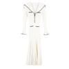 European & American Spring/Summer Women's French V-Neck Sailor Collar Slimming Knitted Fishtail Long Dress