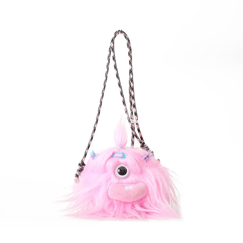 

Ugly cute, cute long-haired little monster creative girl messenger bag long braid ugly doll bag girl