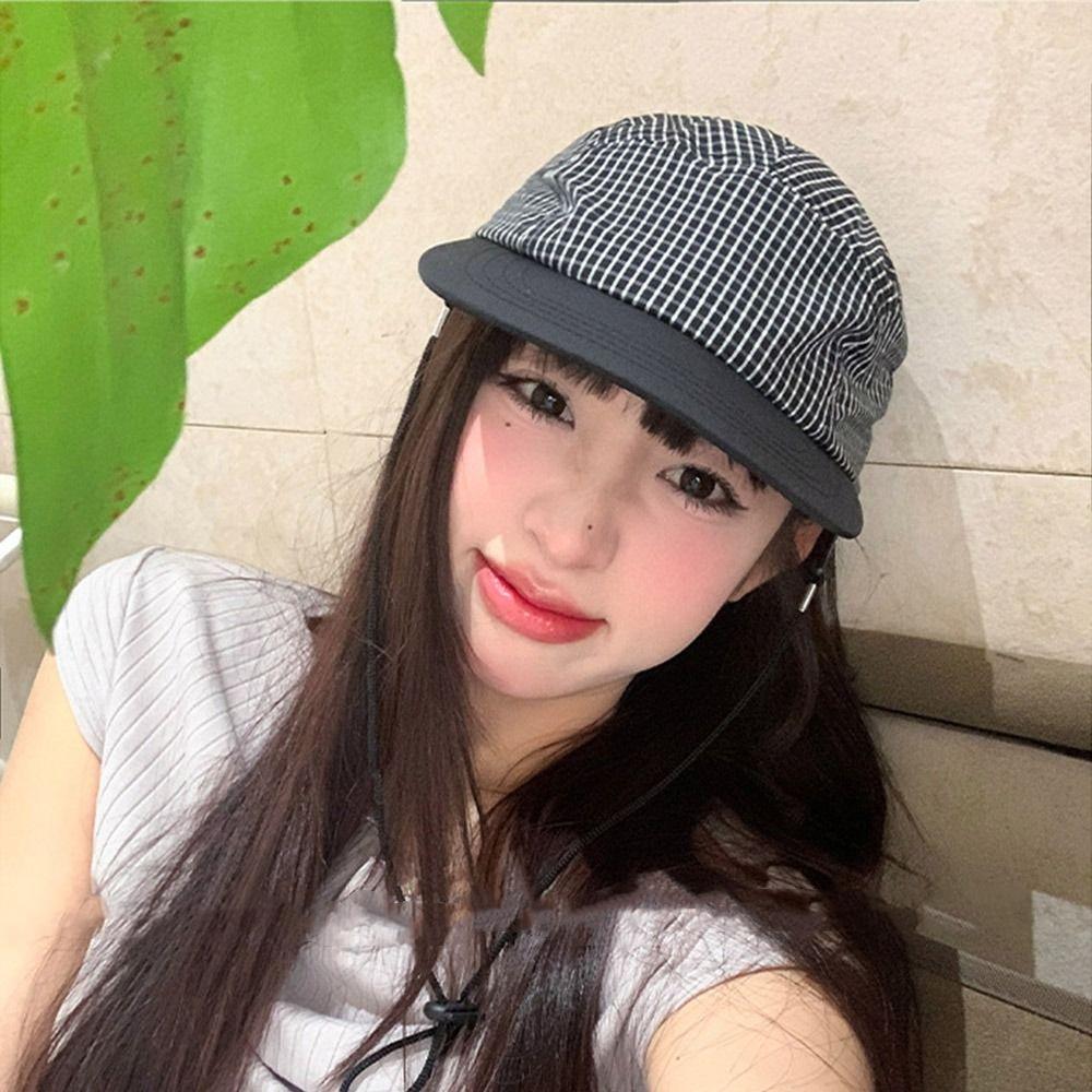 Summer Plaid Hats Quick-drying Visor Caps Japanese style Baseball Caps  for Men Women