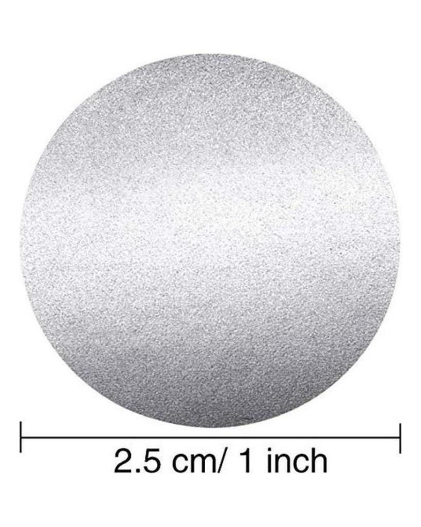300 Stück 2,5 cm runde silberne Rubbelaufkleber, Rubbeletiketten, Aufkleber für Partyaktivitäten, Schreibwarenaufkleber