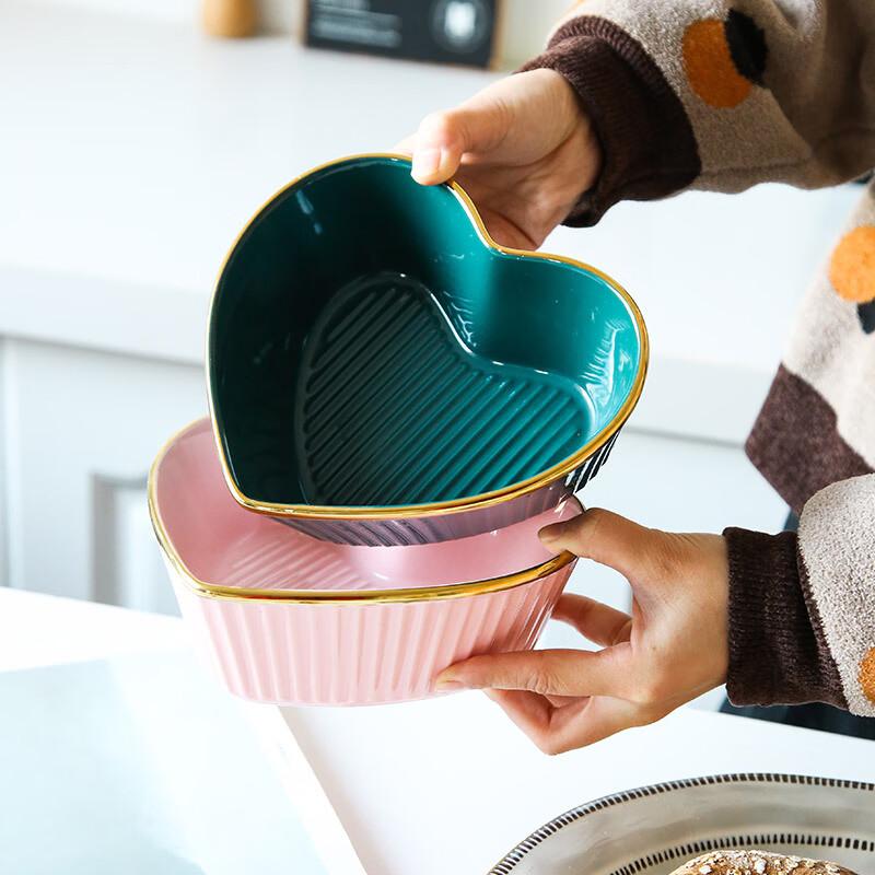 Cute Heart-Shaped Ceramic Serving Bowl