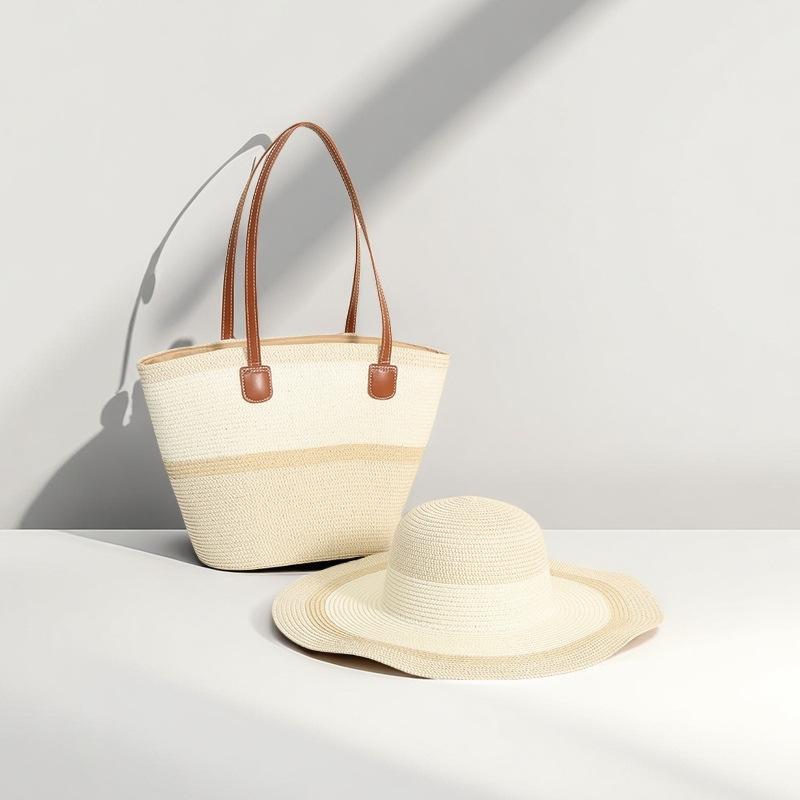 New Shoulder Straw Woven Bag Woven Bag Large Capacity Casual Versatile Fashion Women's Vacation Seaside Beach Woven Bag