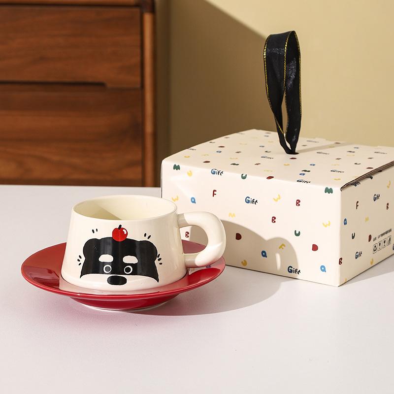

Circus High Value Ceramic Coffee Cup Saucer Set Gift Fresh and Cute Art Ceramic Cup Birthday Souvenir 401-500ml