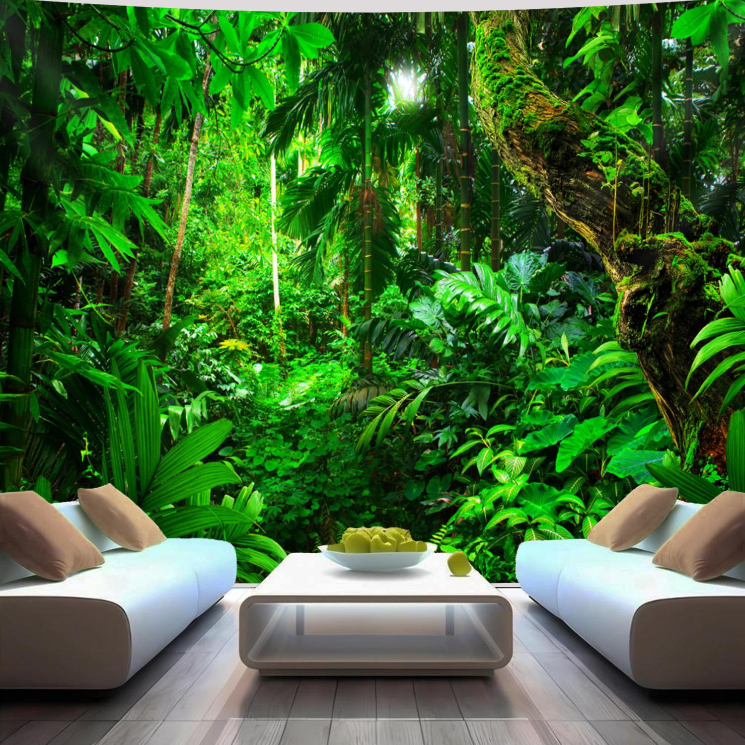 Jmg Household Supplies Unisex Lush Tropical Rainforest Wall Tapestry For Living Room Decor, Featuring A Vibrant And Dense Jungle Scene With Towering