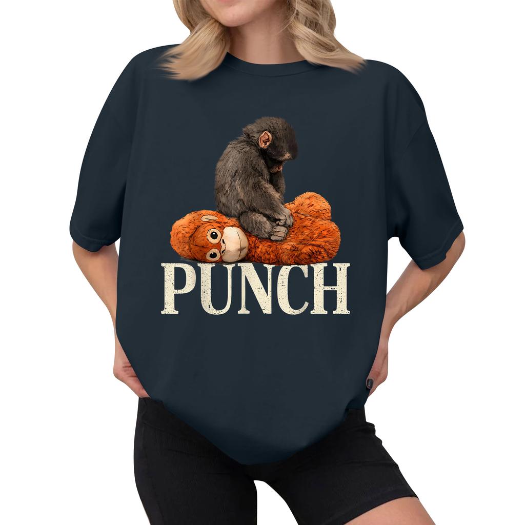 Women's Casual Printed T-Shirt Round Neck Pullover Short Sleeve Top
