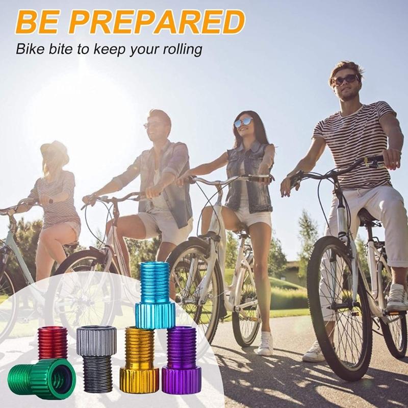 4 Pcs Bicycles Valves Adapters Presta to Schrader Bike Valves Converters Bike Tire Inflatable Connector Road Bike Parts