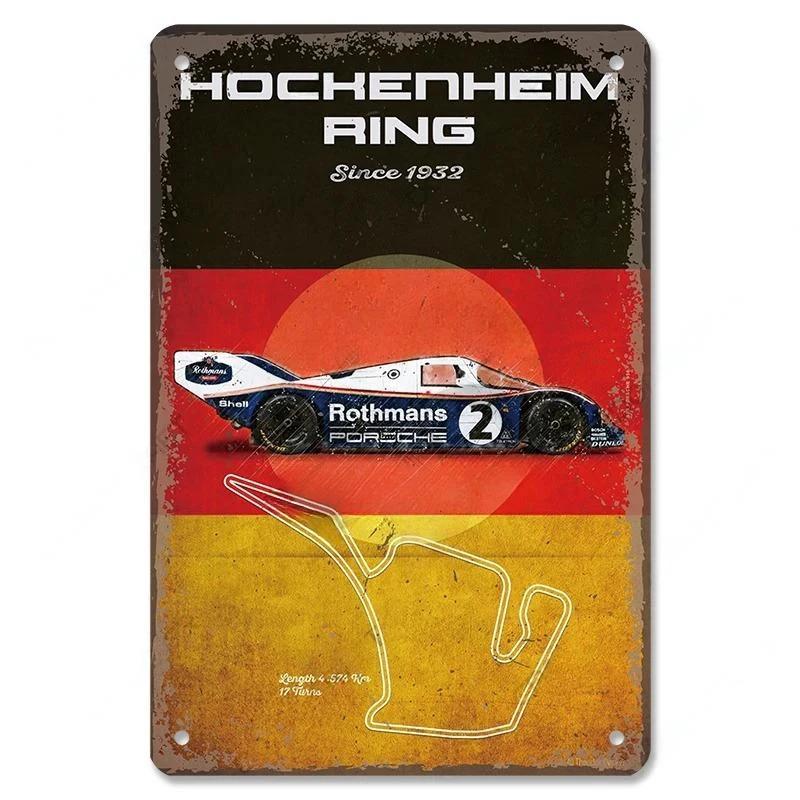 Vintage Metal Tin Signs Racing Car Plaque Decor F1 Racetrack Metal Poster Wall Art for Garage