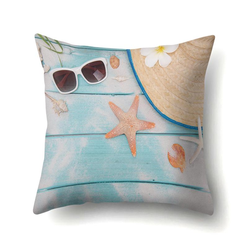 45*45cm Beach Vacation Style Sea Shell Deck Pillowcase Sofa Office Home Decor