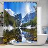 Blue Mountains Print Shower Curtain Waterproof Decorative Bath Liner for Home Bathroom Decoration Available In Various Sizes (Cu
