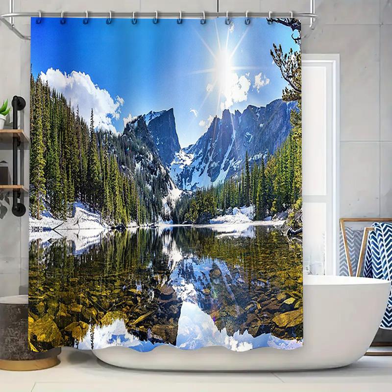 

Blue Mountains Print Shower Curtain Waterproof Decorative Bath Liner for Home Bathroom Decoration Available in Various Sizes (Cu 90x180cm