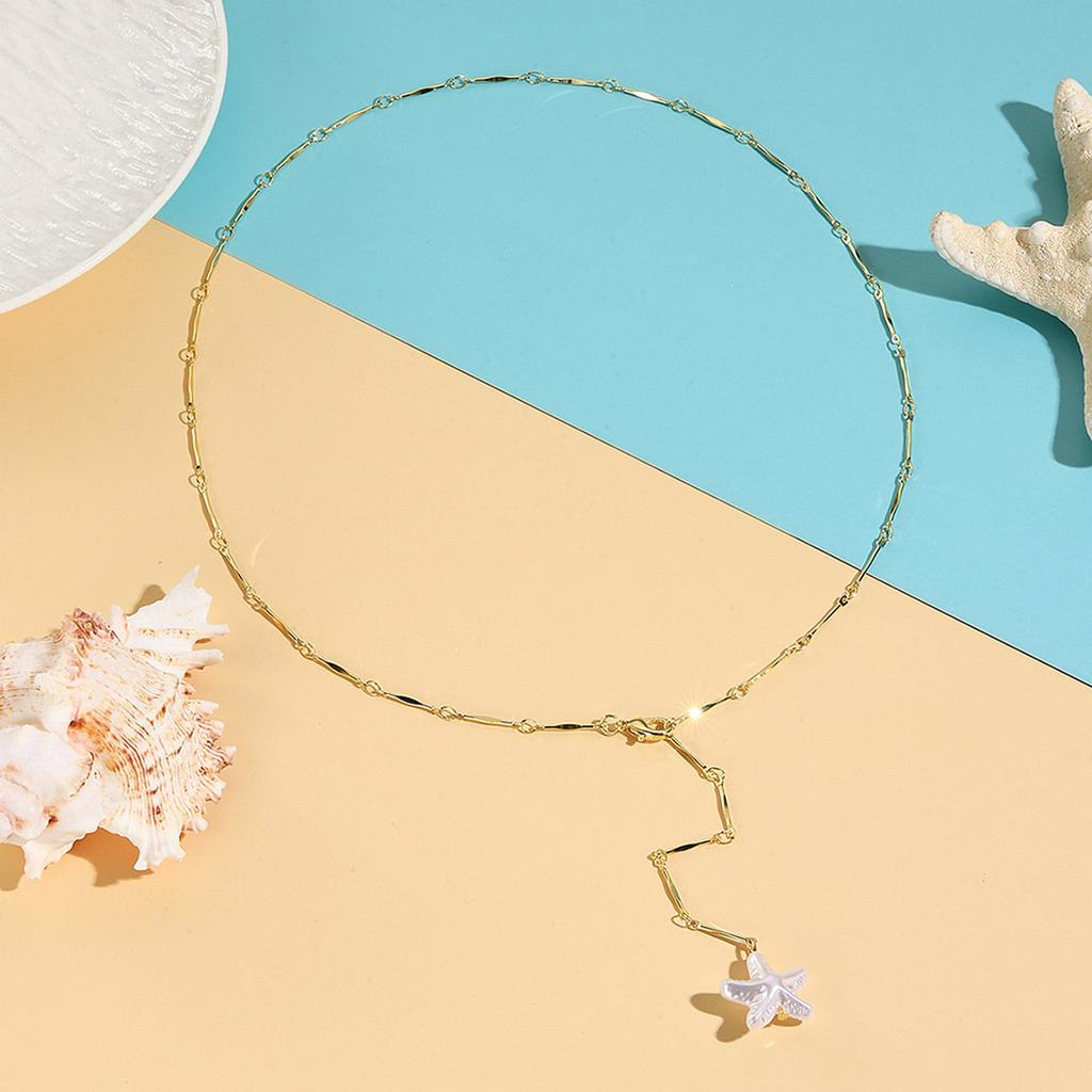 Fashionable Natural Shell Pendant Necklace Unique Irregular Shape Portable Sturdy Alloy Chain Jewelry Accessory Gifts