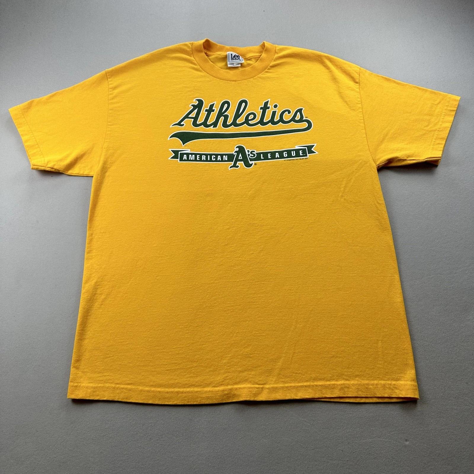 Vintage Oakland Athletics T-Shirt Mens XL Yellow Lee Sport MLB Baseball A s y2k XL